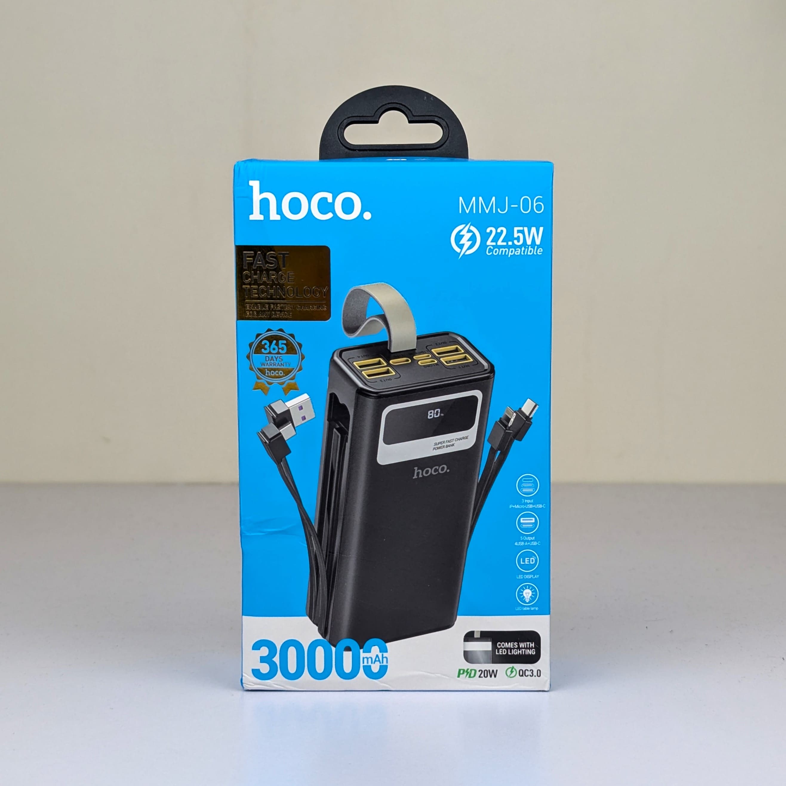 Hoco MMJ-06 22.5W Fully Compatible 30000mAh Digital Display Power Bank