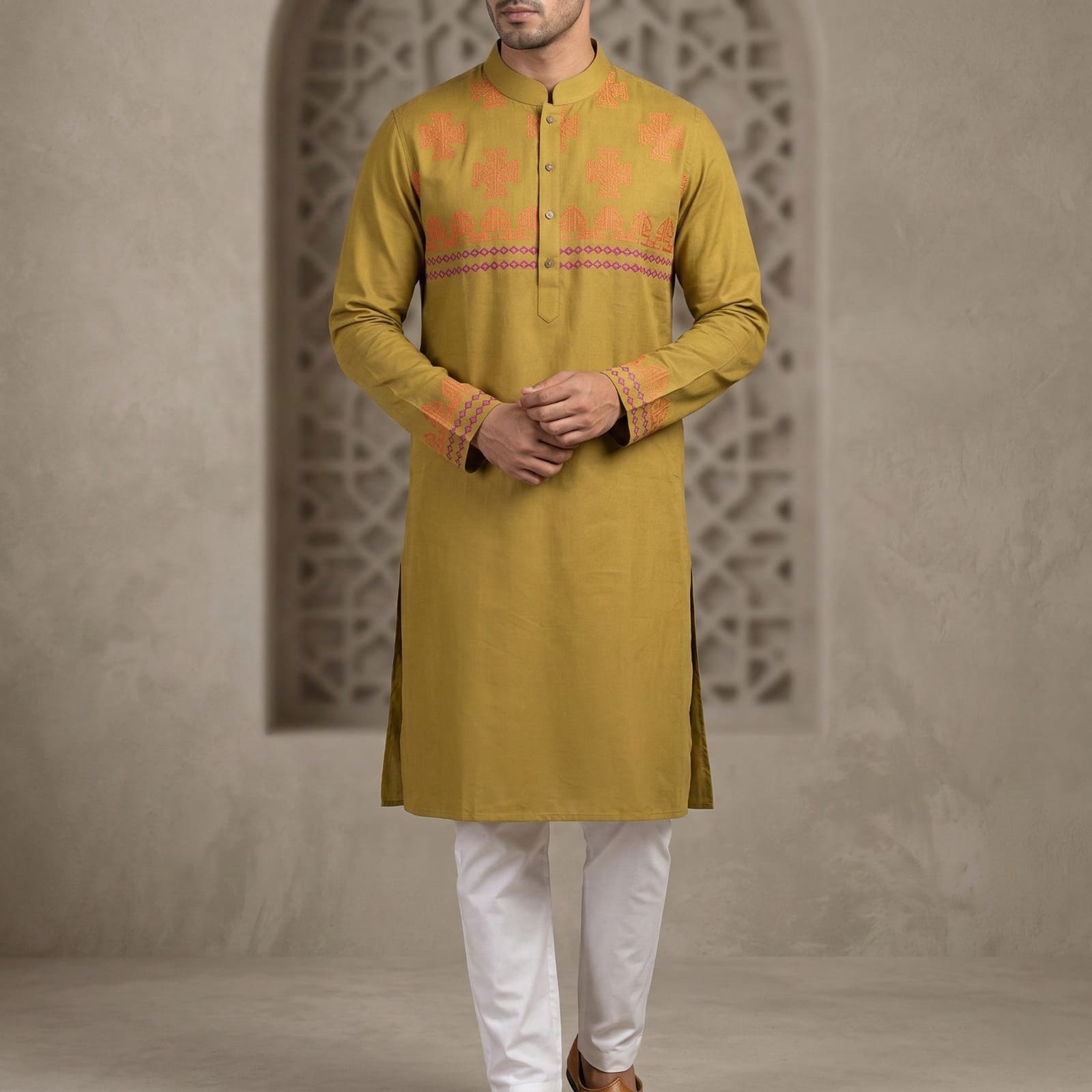 Premium Imported Cotton Panjabi for Men with Exclusive Unique Design and Luxury Show Buttons