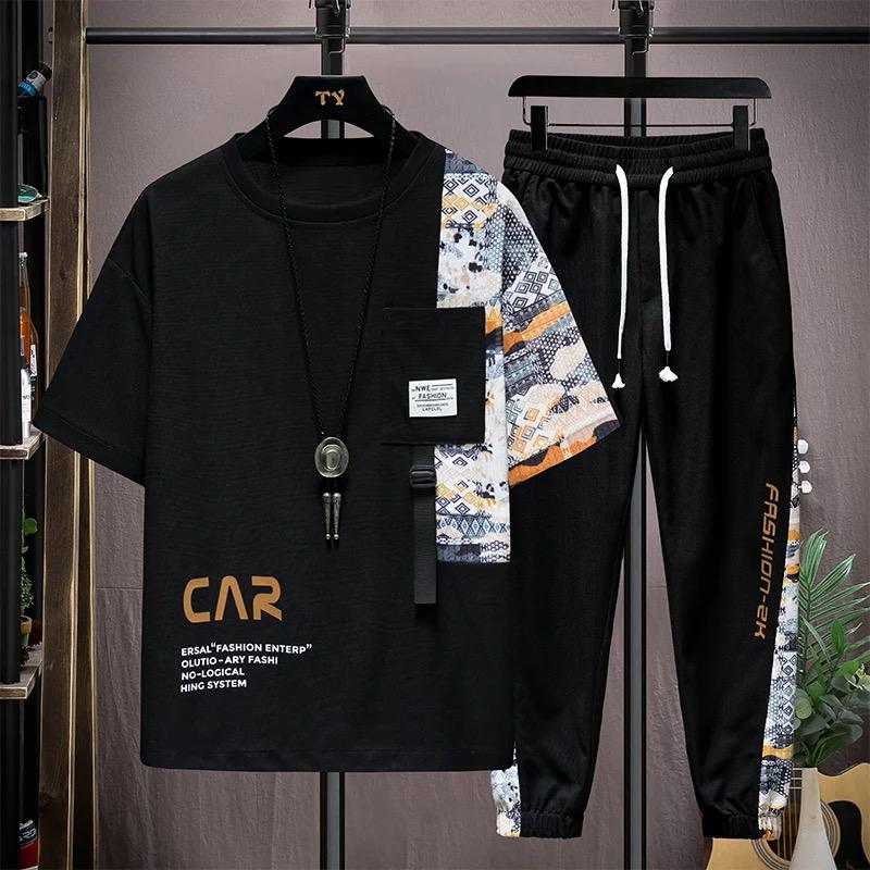 Drop Shoulder Mesh T-Shirt and Trouser Combo