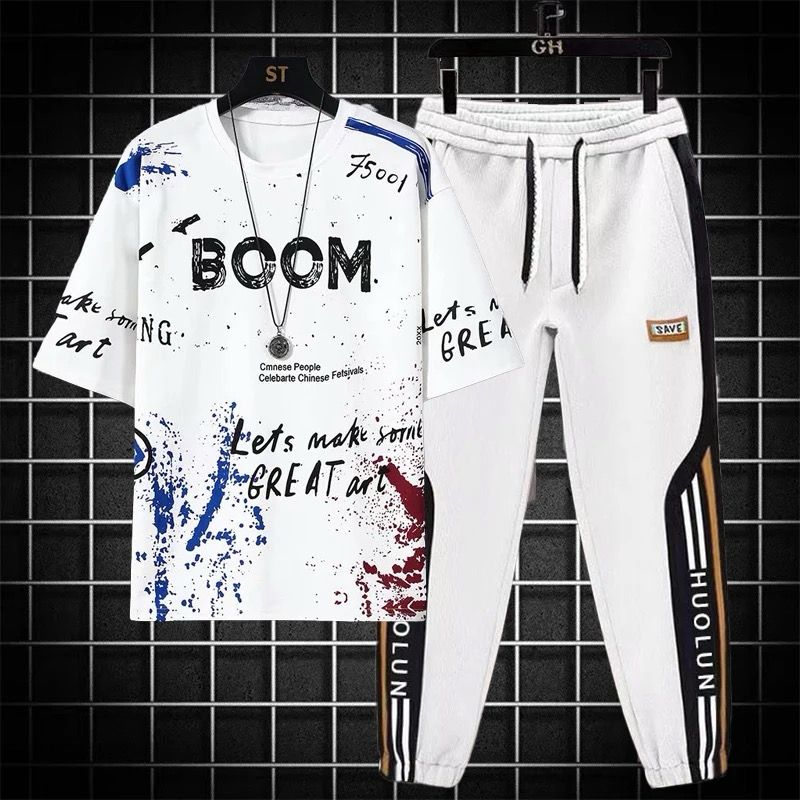 Drop Shoulder Mash T-Shirt and Trouser Set