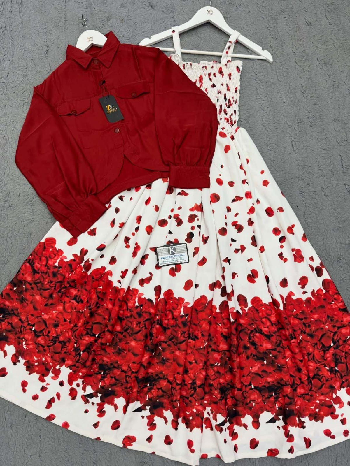 Stylish Smoking Gown with Shirt and Romper - Premium Garments Georgette
