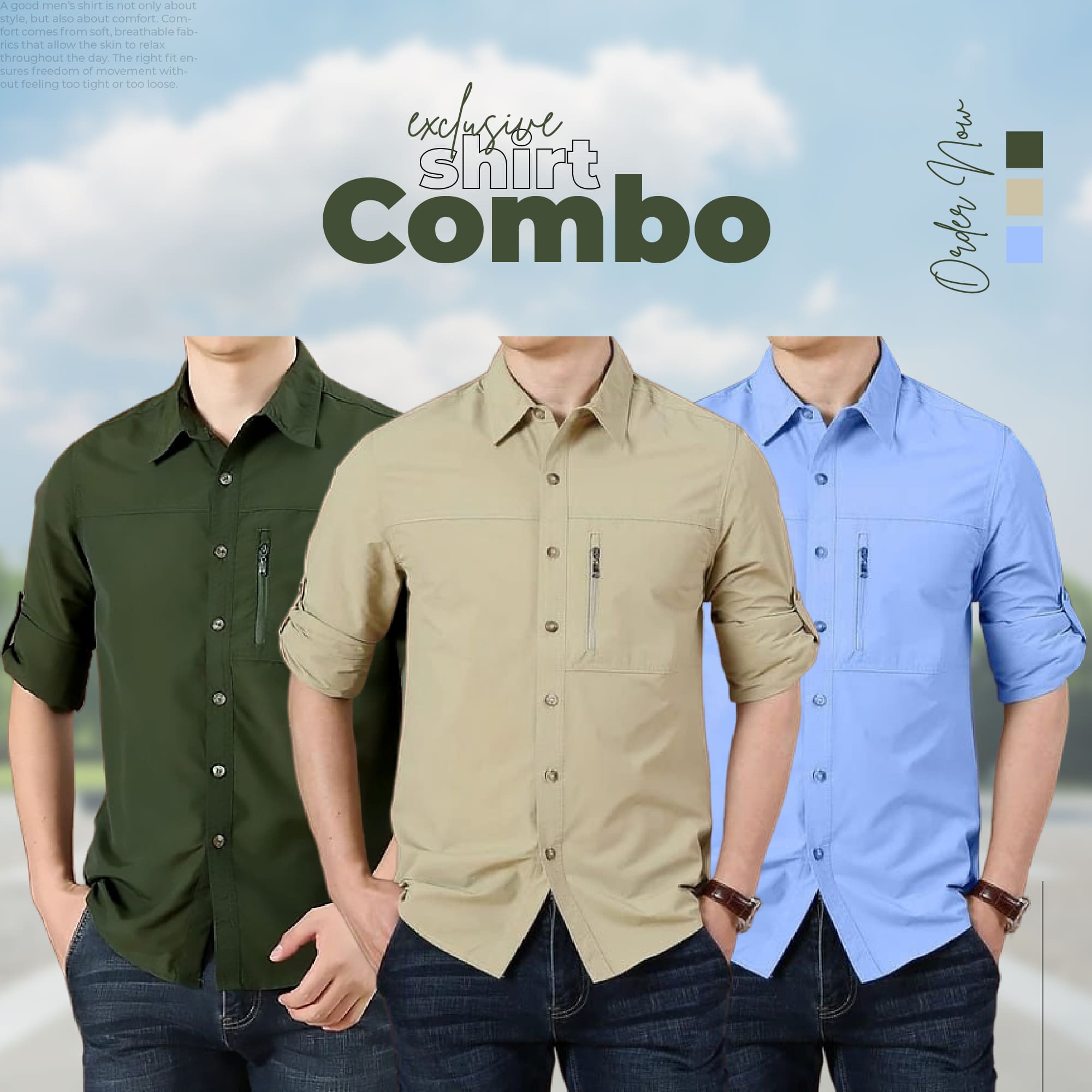 Exclusive 3-Piece Stylish Kaiser Cotton Full Sleeve Shirt Combo Pack for Men