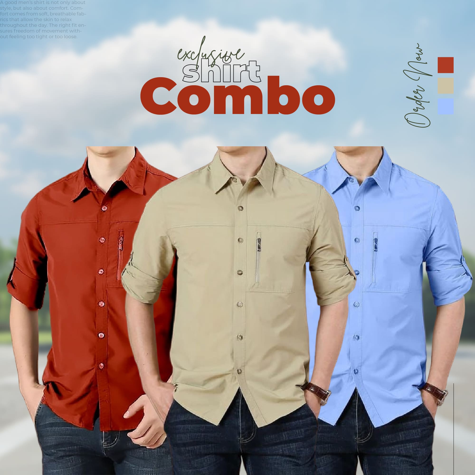 Exclusive 3-Piece Stylish Kaiser Cotton Full Sleeve Shirt Combo Pack for Men