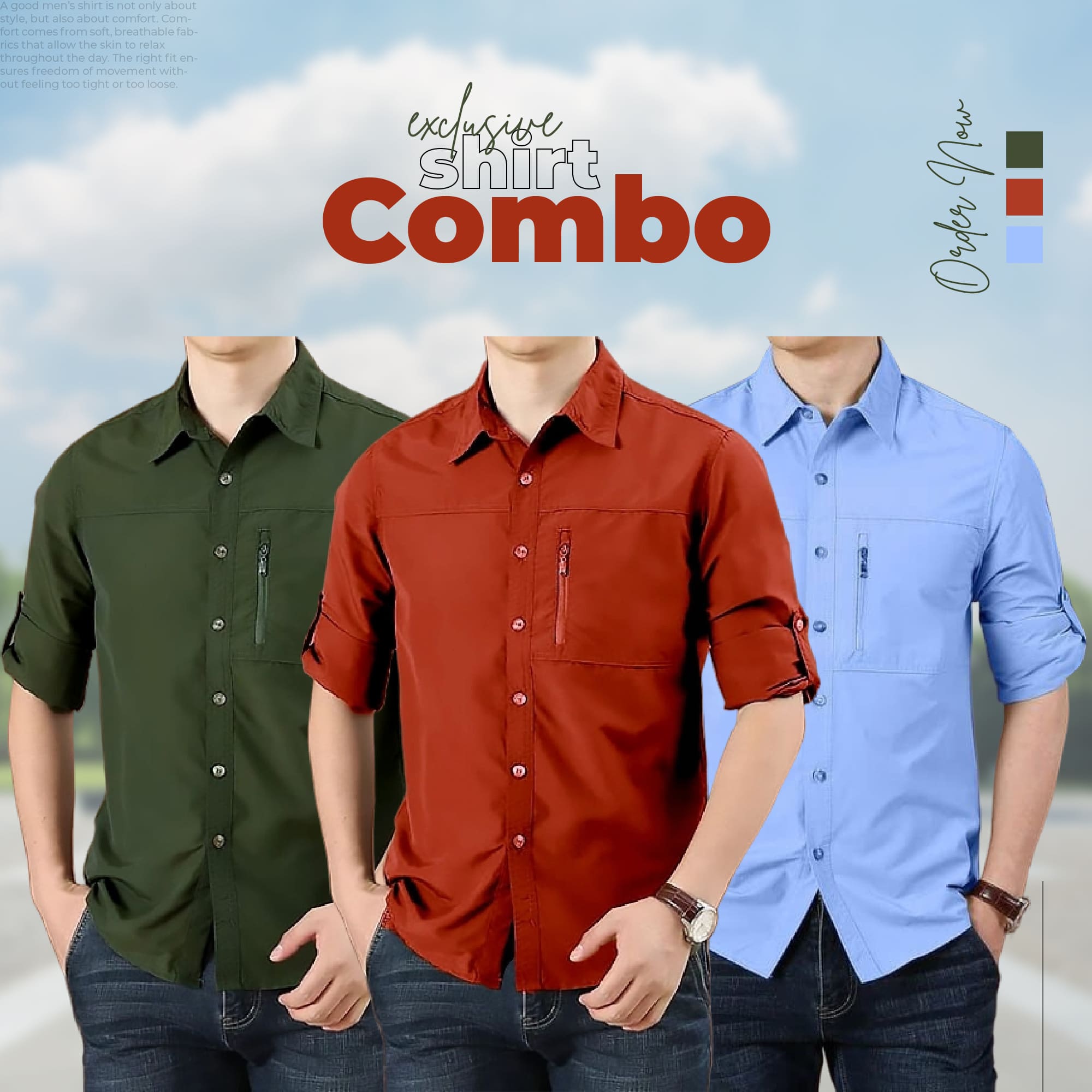 Exclusive 3-Piece Stylish Kaiser Cotton Full Sleeve Shirt Combo Pack for Men