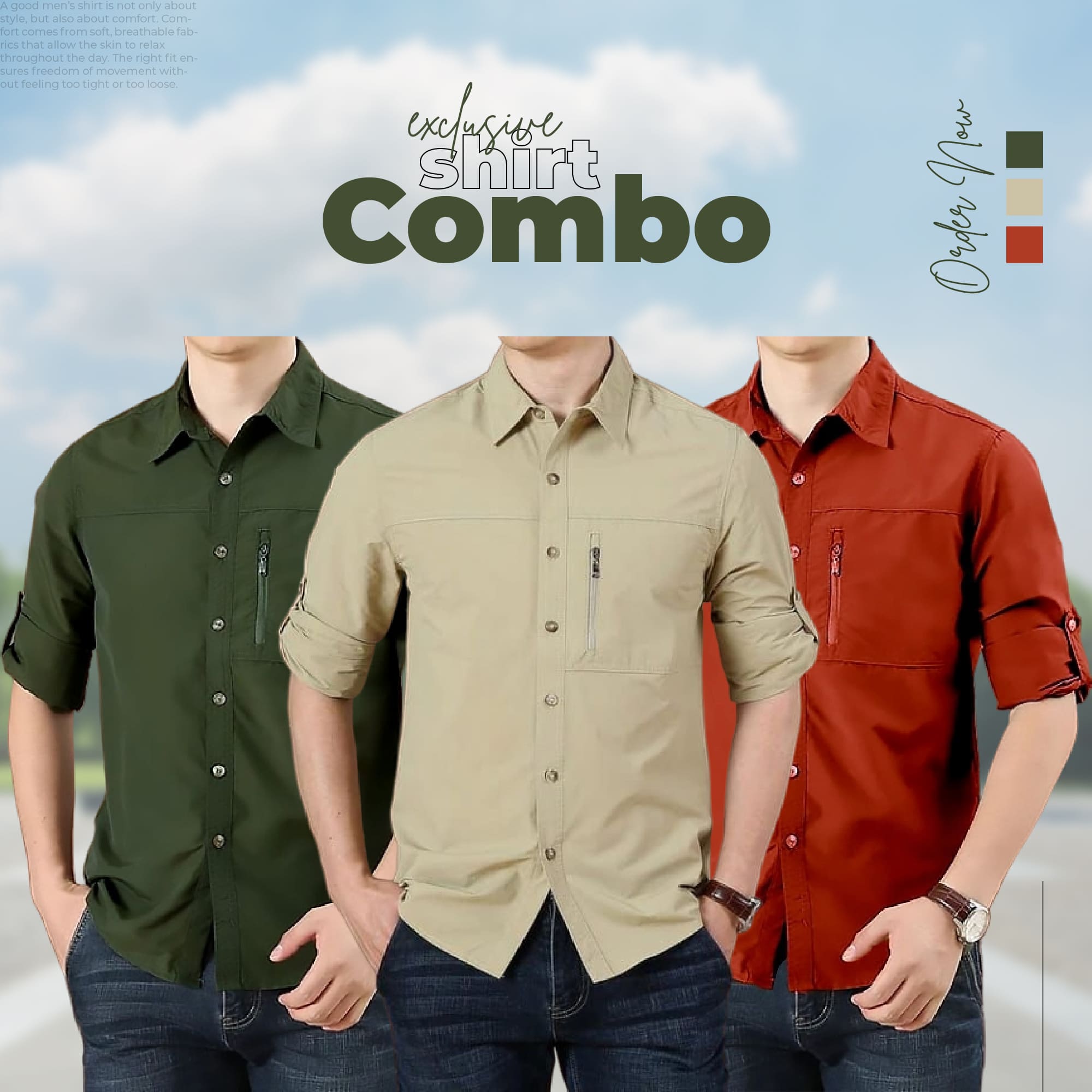 Exclusive 3-Piece Stylish Kaiser Cotton Full Sleeve Shirt Combo Pack for Men