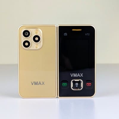 Vmax v72 Flip Dual Display Folding Phone - Gold Edition (2500mAh Battery)