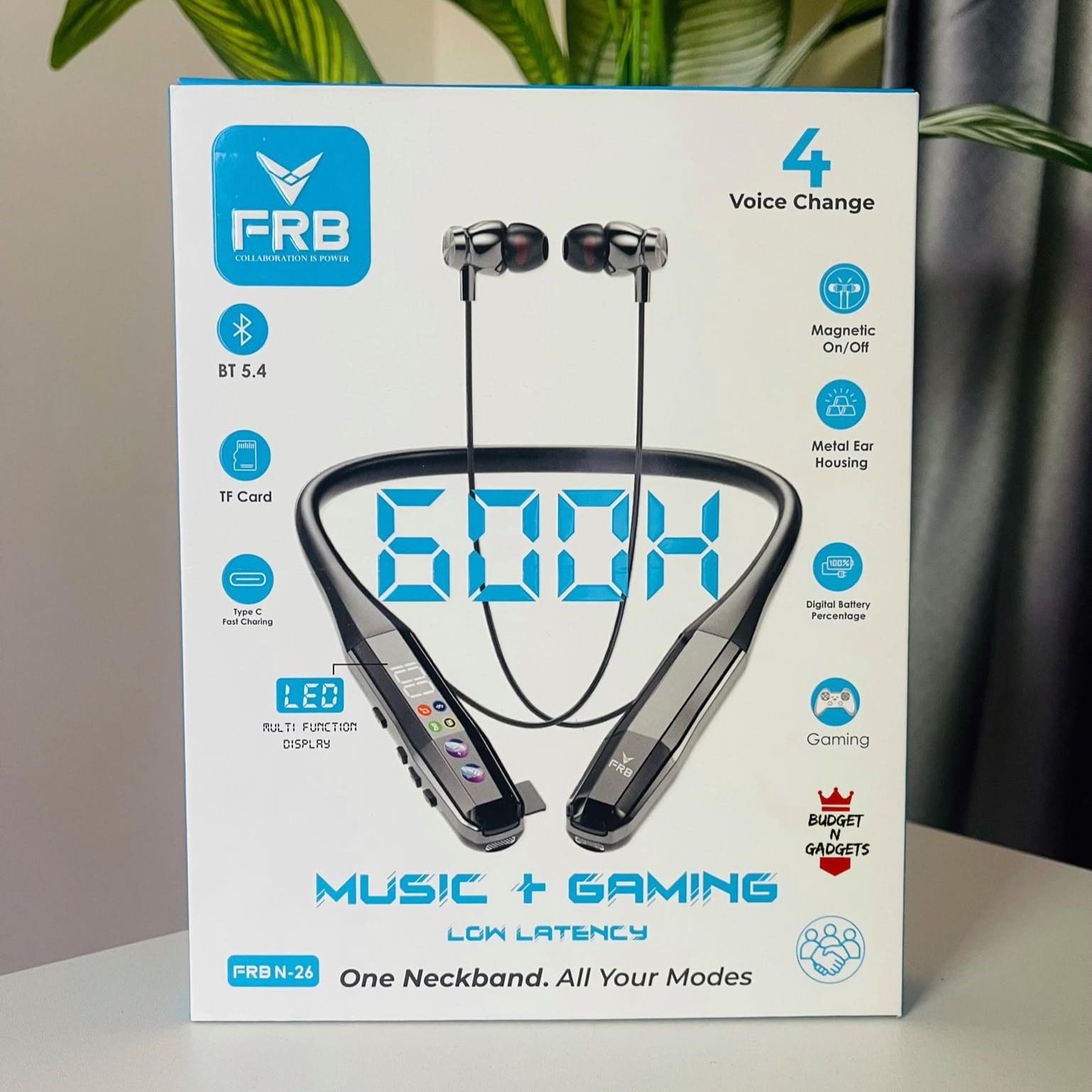 FRB N-26 Wireless Neckband with 600 Hours Standby and LED Display