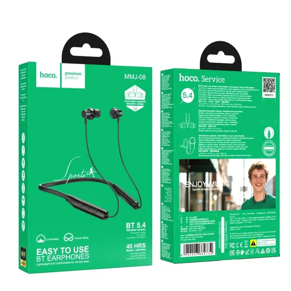 Hoco MMJ08 Wireless Bluetooth Neckband with Bluetooth 5.4 & 400mAh Battery