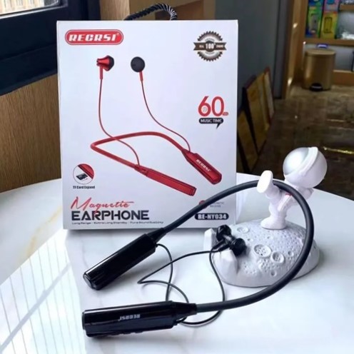 Recrsi RE-NY034 Wireless Bluetooth Neckband with 60 Hours Music Time & TF Card Expand