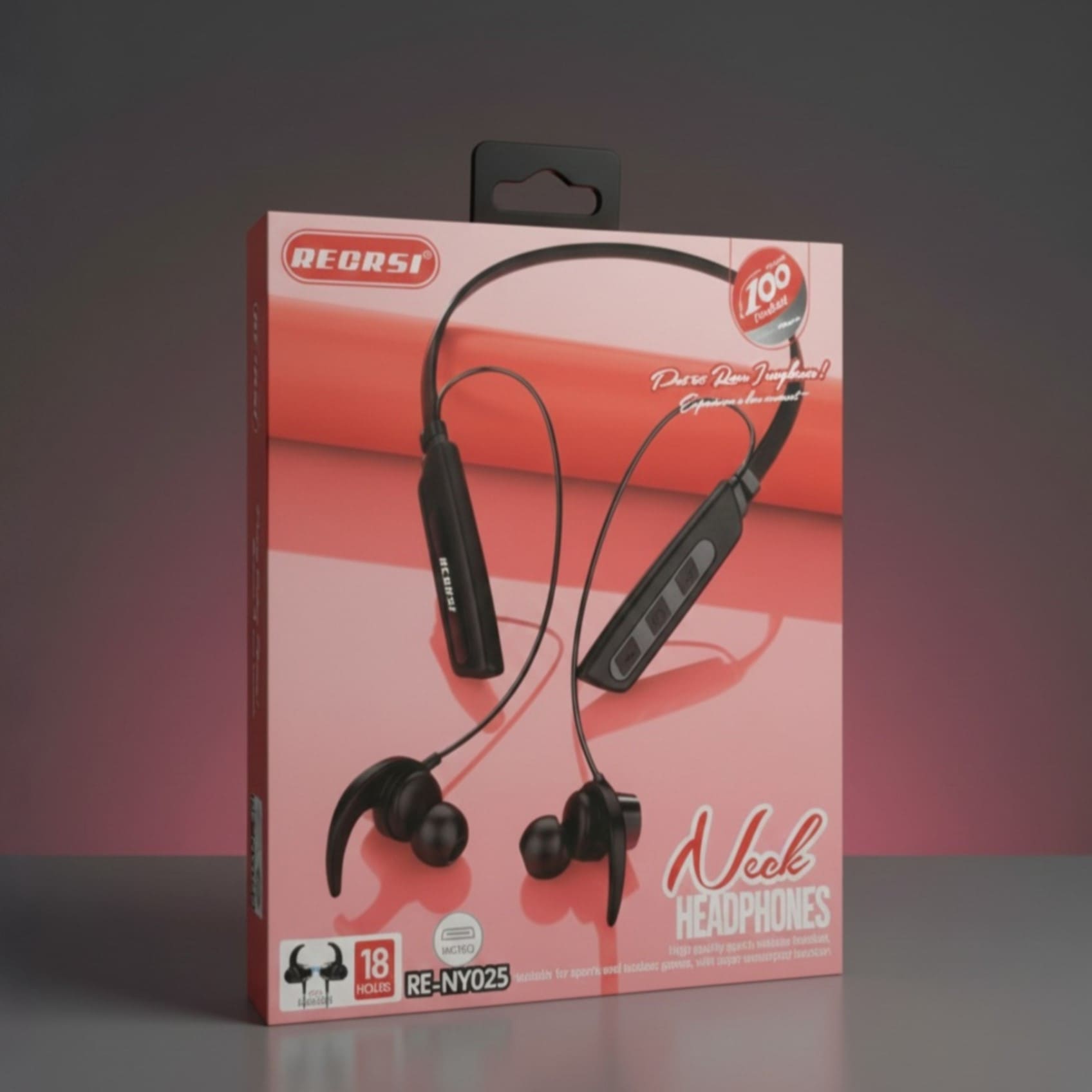 Recrsi Neckband Headphone NY25 with 18 Hours Playback Time