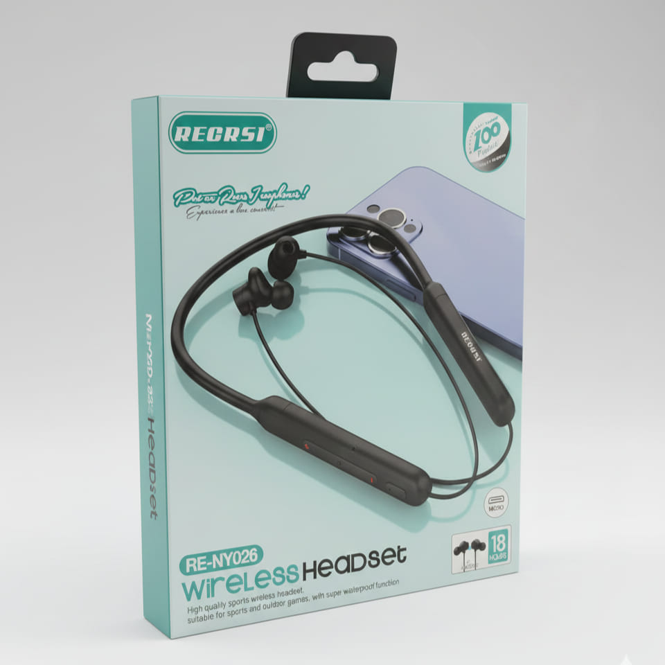 Recrsi Neckband Headphone NY26 with 18 Hours Playback Time