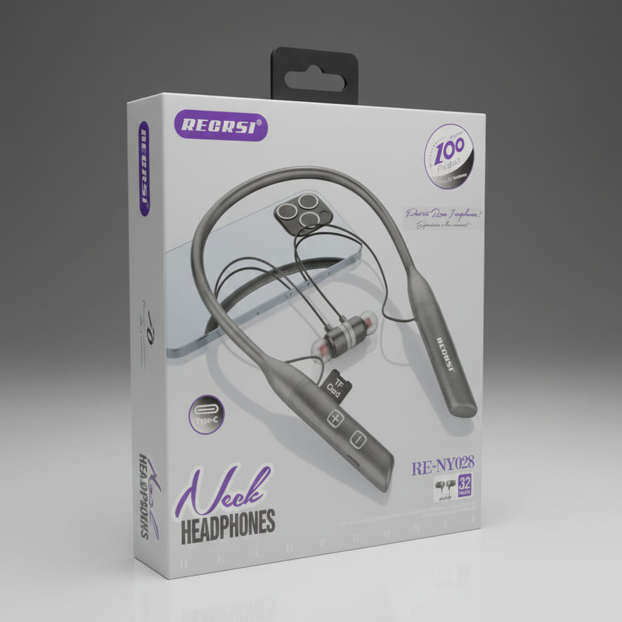 RECRSI RE-NY028 Hanging Neckband Earphone with 32 Hours Music Time
