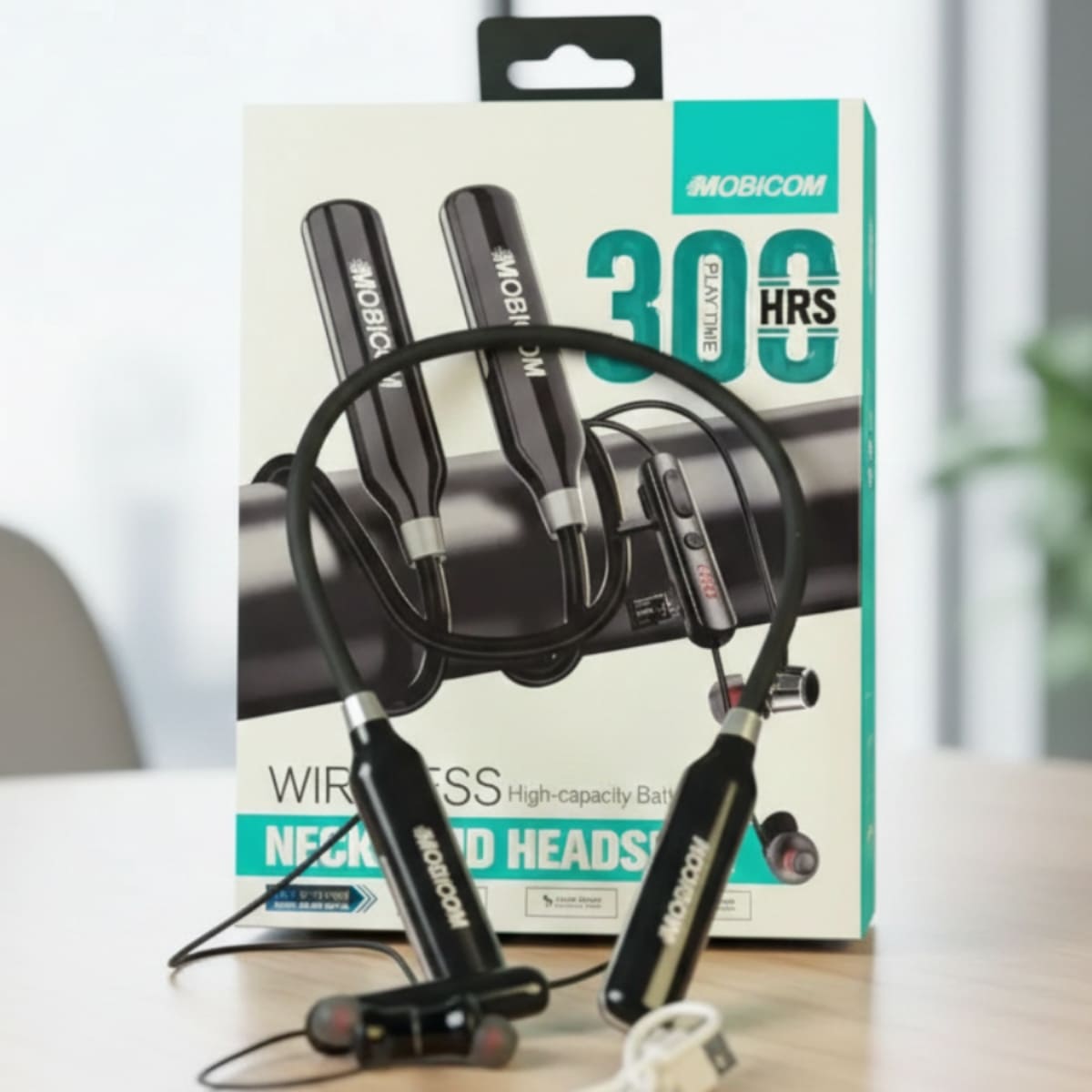 MOBICOM Wireless 300 Hours Neckband with 1800mAh Battery