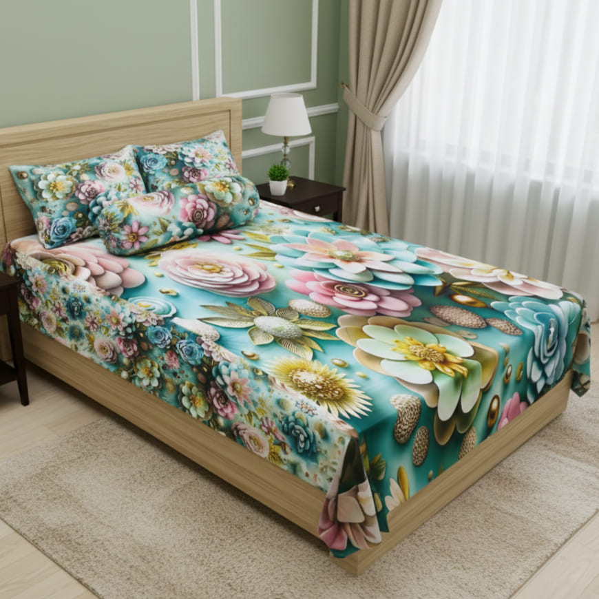 Water Proof China Premium 3D Design Bed Sheet King Size Velvet