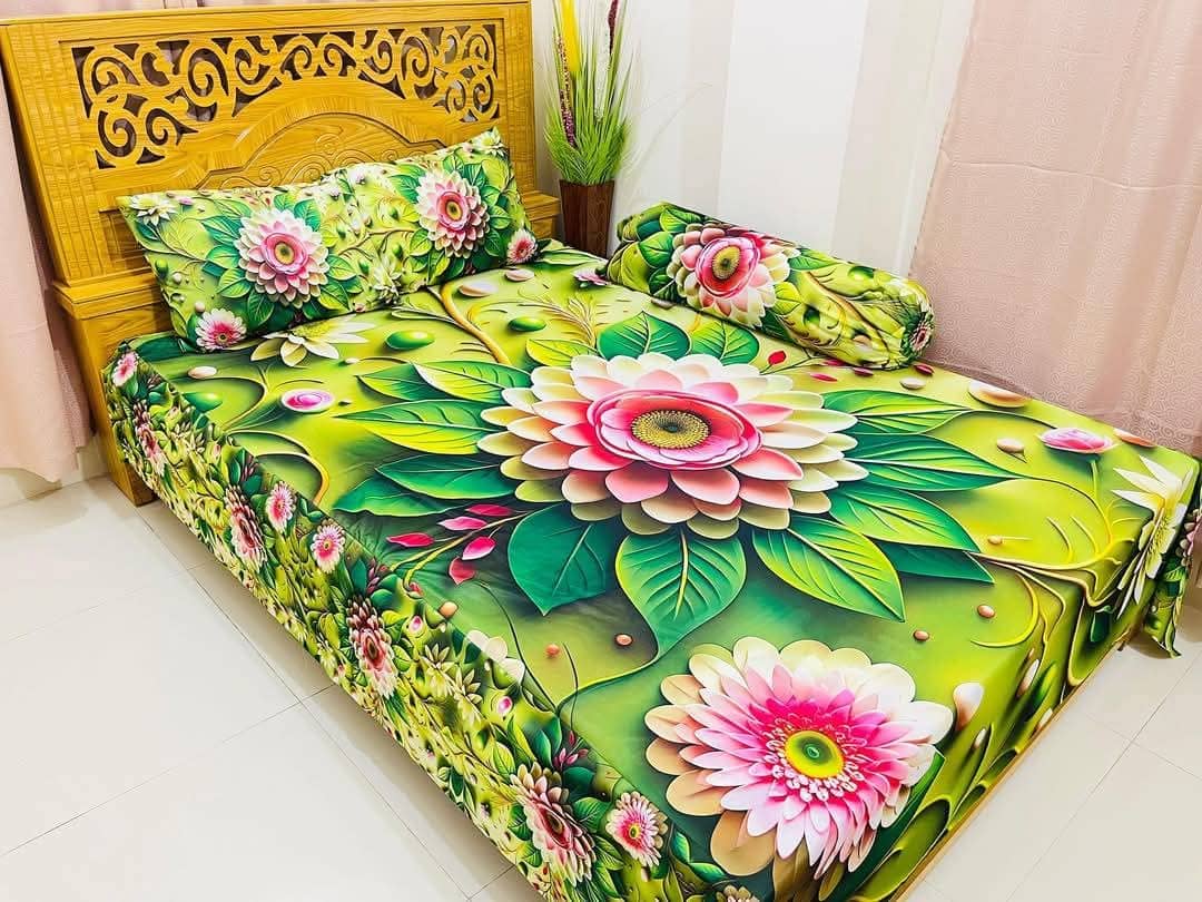 Water Proof China Premium 3D Design Bed Sheet Mega King Size 8ft x 7ft