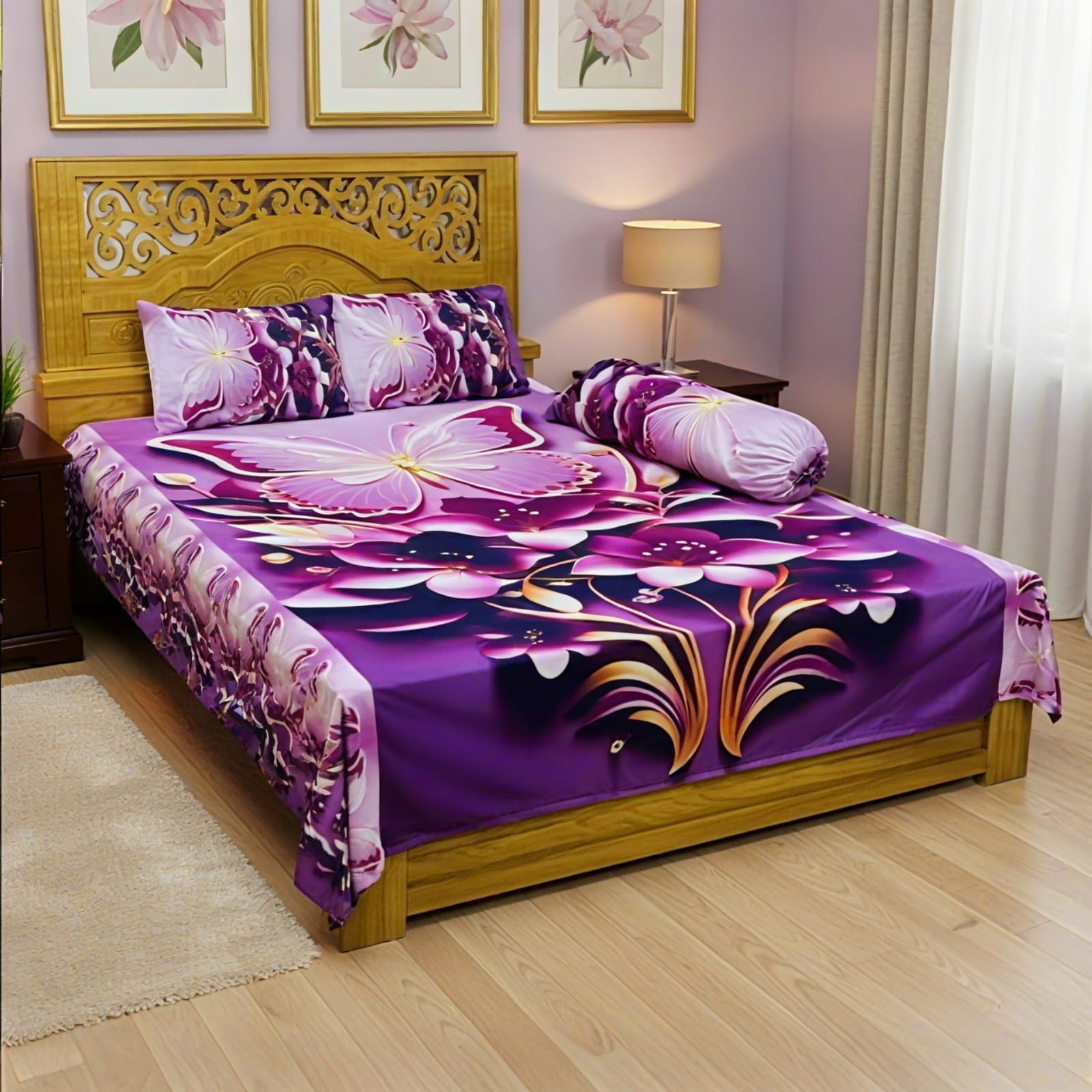 Water Proof China Premium 3D Design Bed Sheet Mega King Size 8ft x 7ft