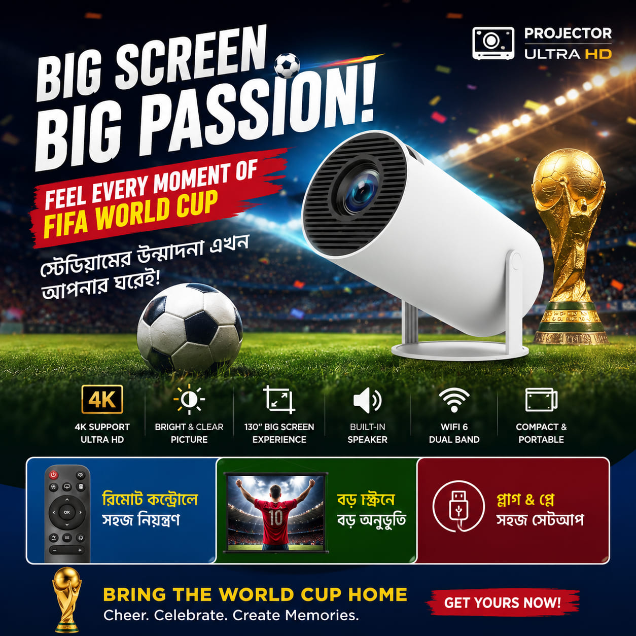 Magcubic HY300 Pro Smart Android 13 Mini Projector 4K Support Dual Wi-Fi 6