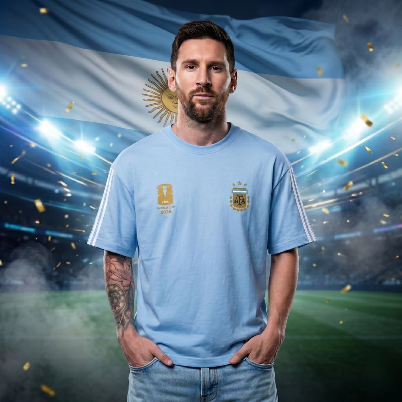 Premium Argentina Fan Edition Drop Shoulder T-Shirt