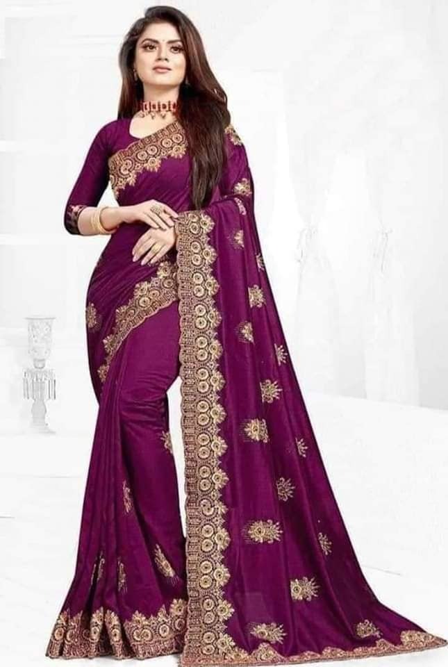 Premium Indian Georgette Embroidery Saree With Blouse Piece