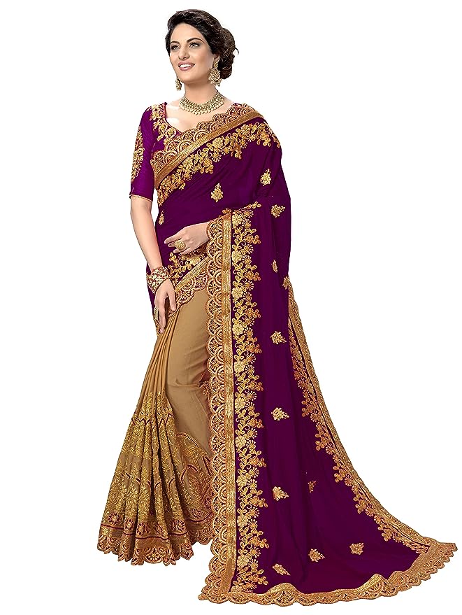 Premium Indian Georgette Embroidery Saree With Blouse Piece
