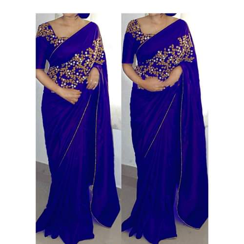 Premium Indian Georgette Embroidery Saree With Stone Work