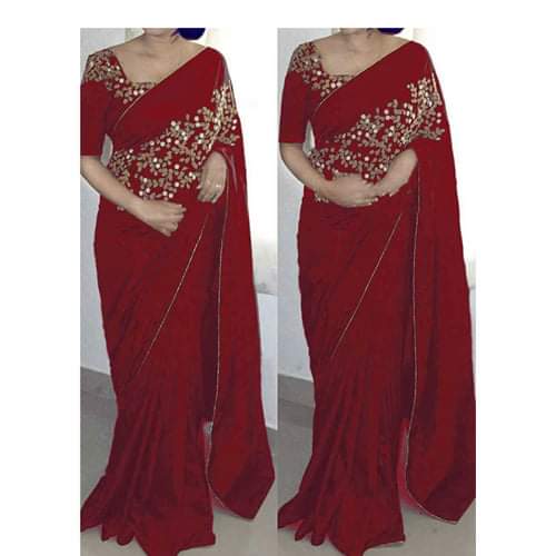 Premium Indian Georgette Embroidery Saree With Stone Work