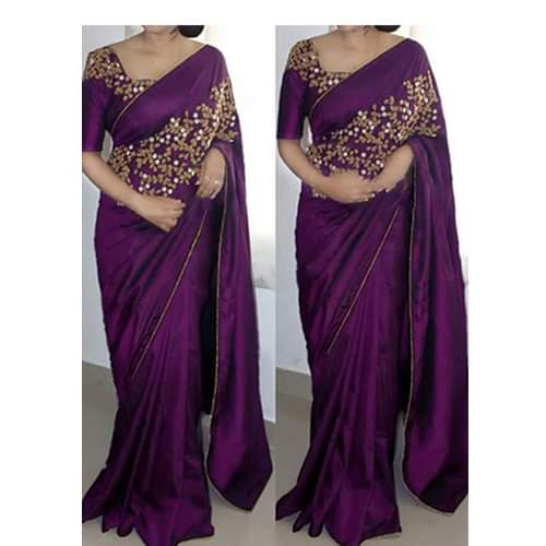 Premium Indian Georgette Embroidery Saree With Stone Work
