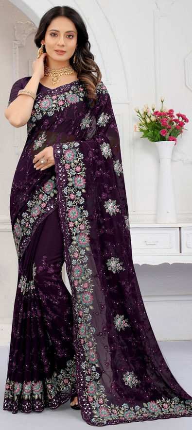 Premium Indian Georgette Embroidery Saree With Blouse Piece