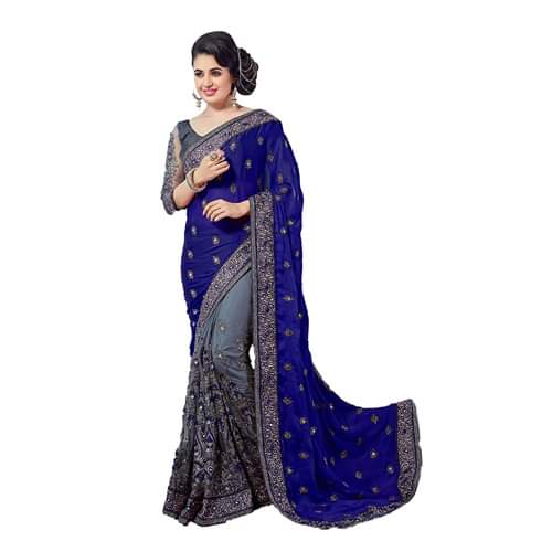 Premium Indian Georgette Embroidery Saree With Blouse Piece