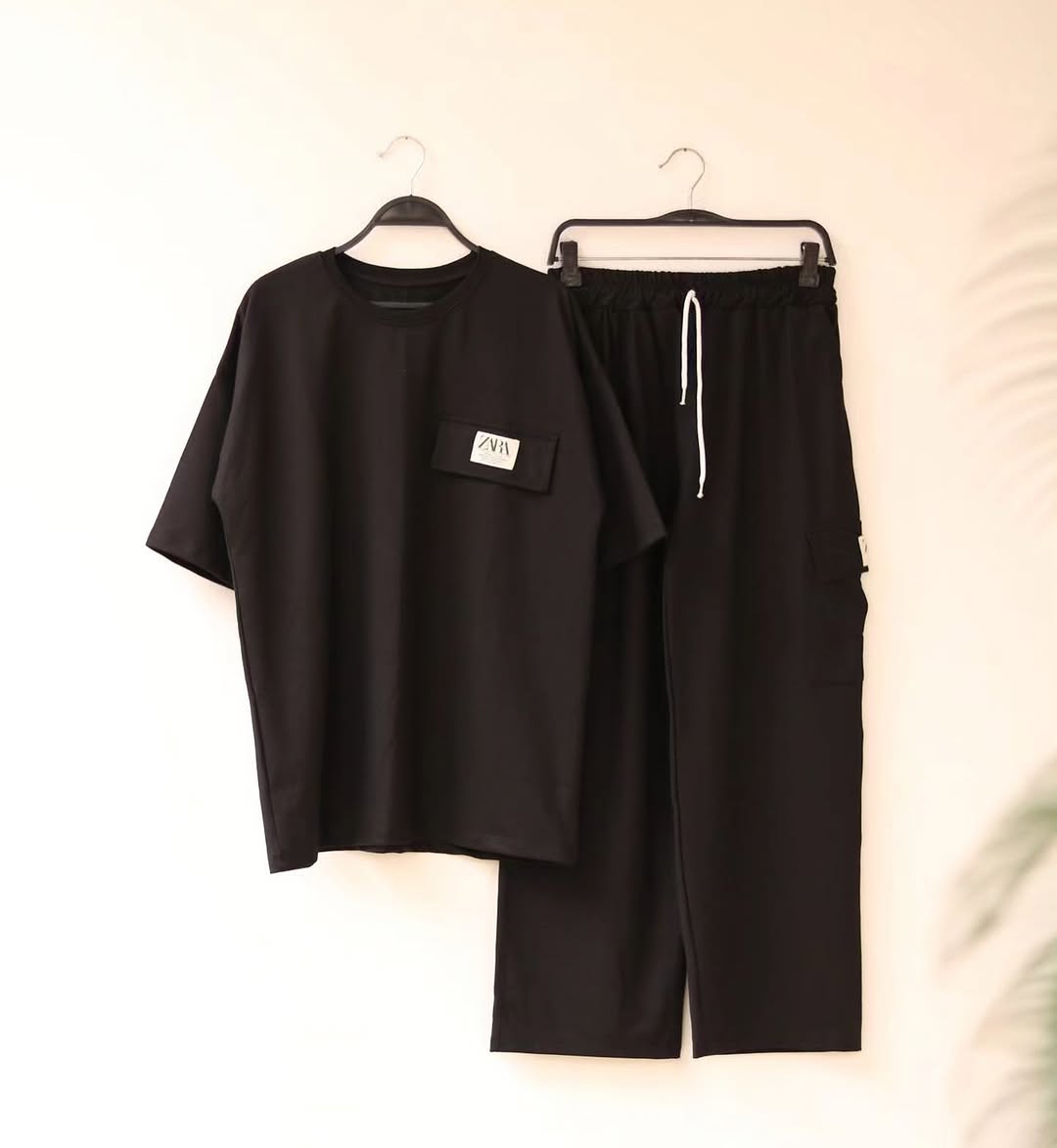 Ladies Fine Lycra Drop Shoulder Tshirt and Trouser Set