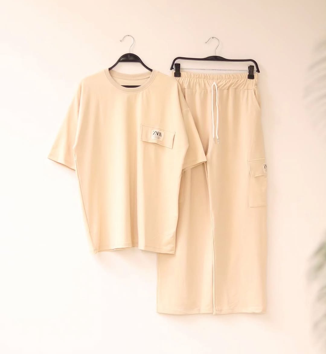Ladies Fine Lycra Drop Shoulder Tshirt and Trouser Set