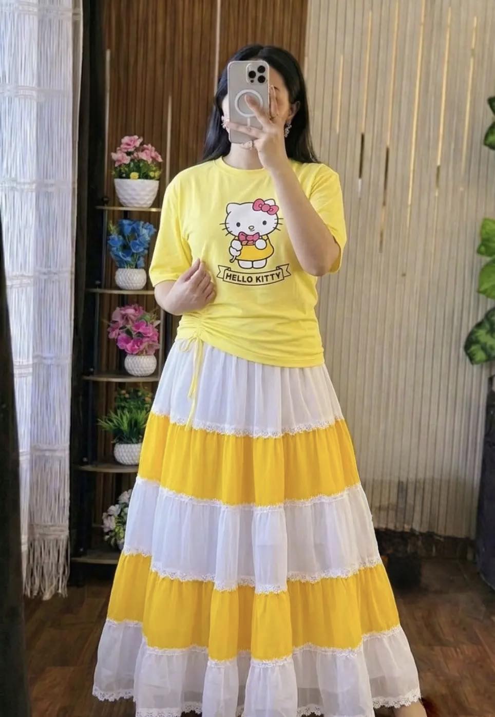 Stylish Cotton T-Shirt and Georgette Skirt Set for Women