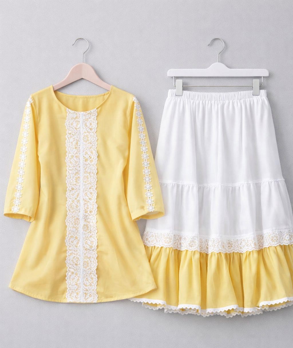 Trendy Cherry Georgette Tops and Indian Skirt Set