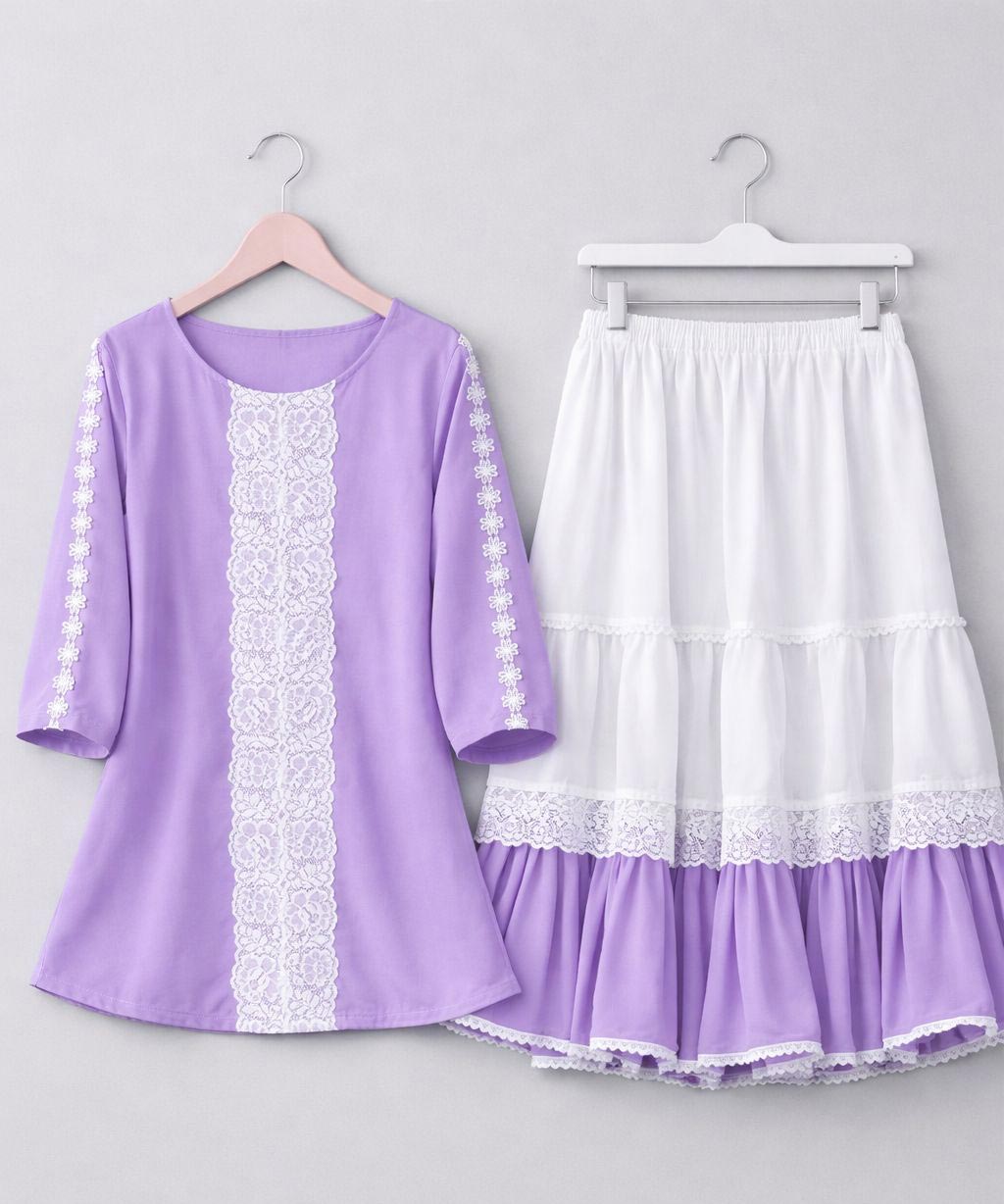 Trendy Cherry Georgette Tops and Indian Skirt Set