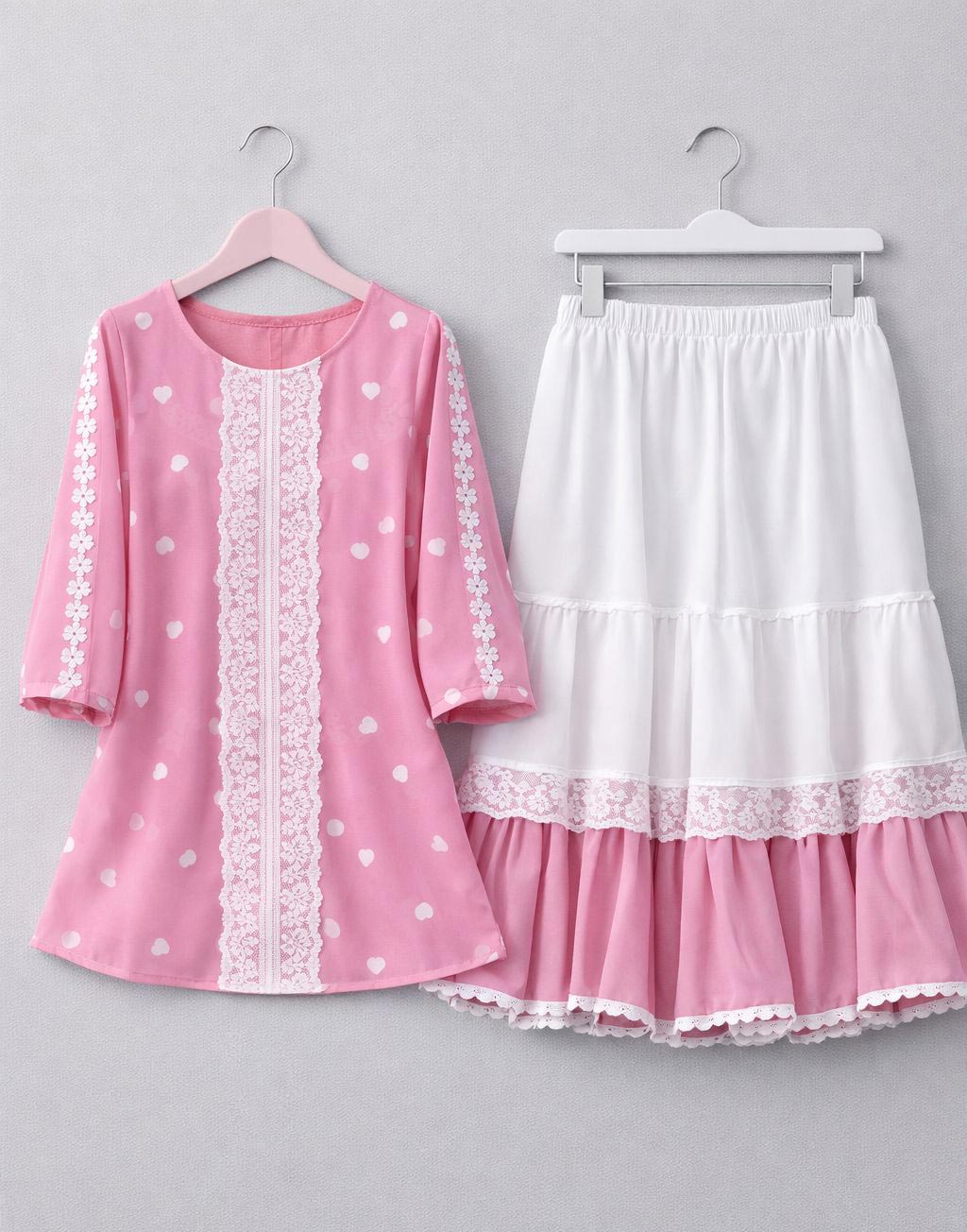 Trendy Cherry Georgette Tops and Indian Skirt Set