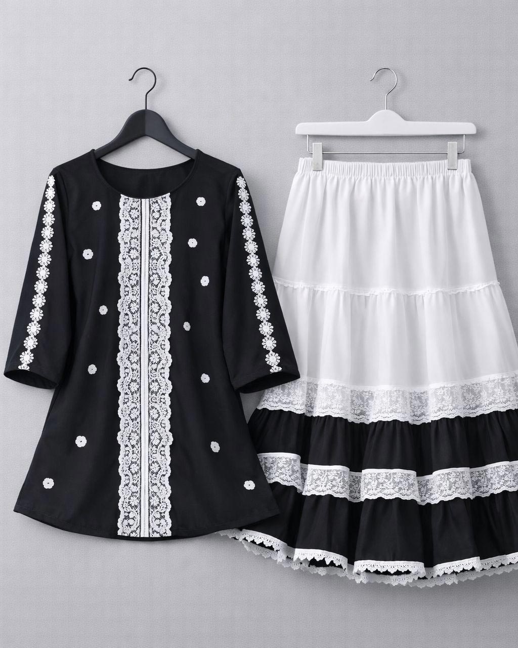 Trendy Cherry Georgette Tops and Indian Skirt Set