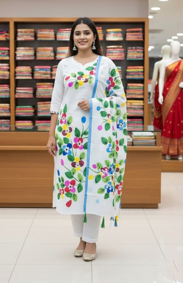 Premium VIP Cotton Voile Block and Hand Print Three Piece