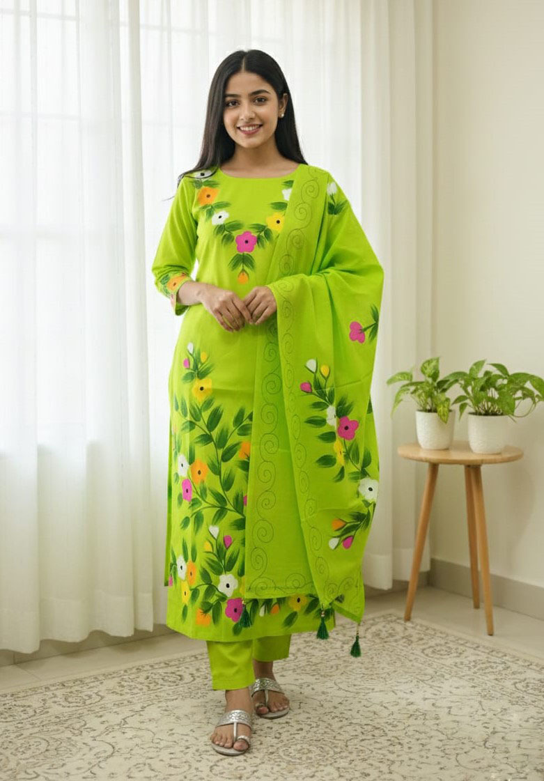 Premium VIP Cotton Voile Block and Hand Print Three Piece