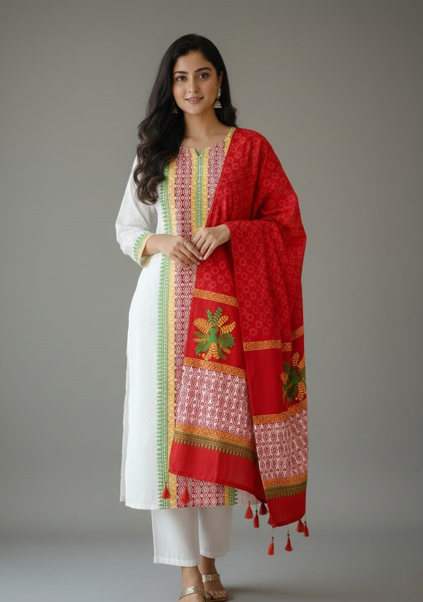 Premium VIP Cotton Voile Block and Hand Print Three Piece