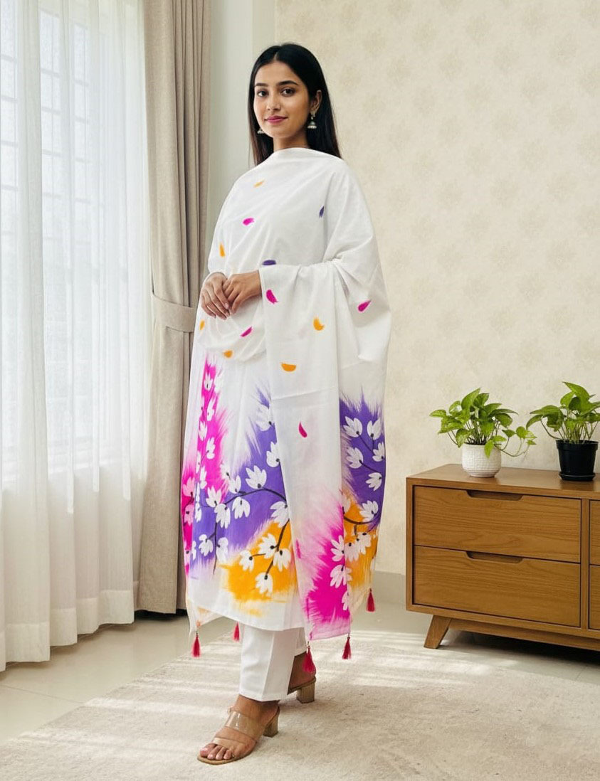 Premium VIP Cotton Voile Block and Hand Print Three Piece