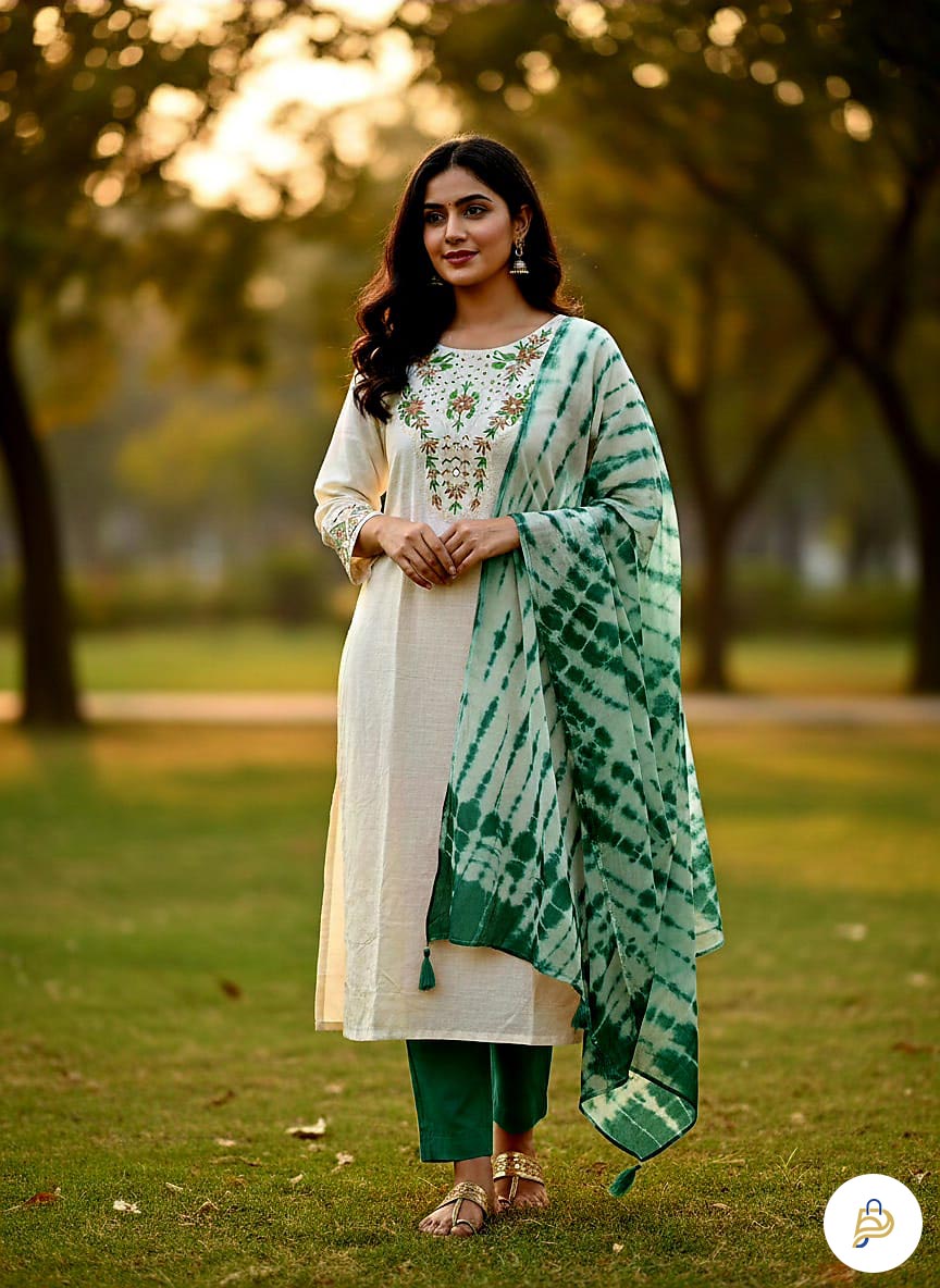 Unstitched Soft Slub Cotton Manual Embroidery Three Piece