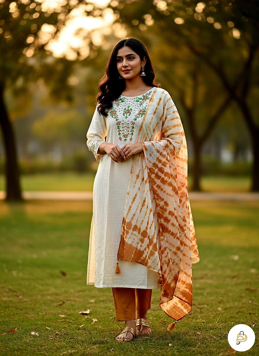 Unstitched Soft Slub Cotton Manual Embroidery Three Piece