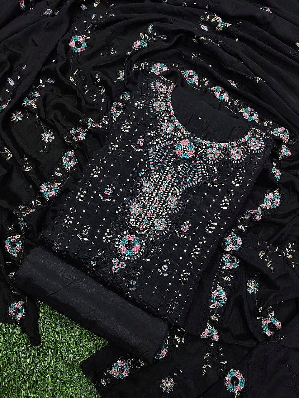 Premium Pakistani Chinon Georgette Unstitched Three Piece