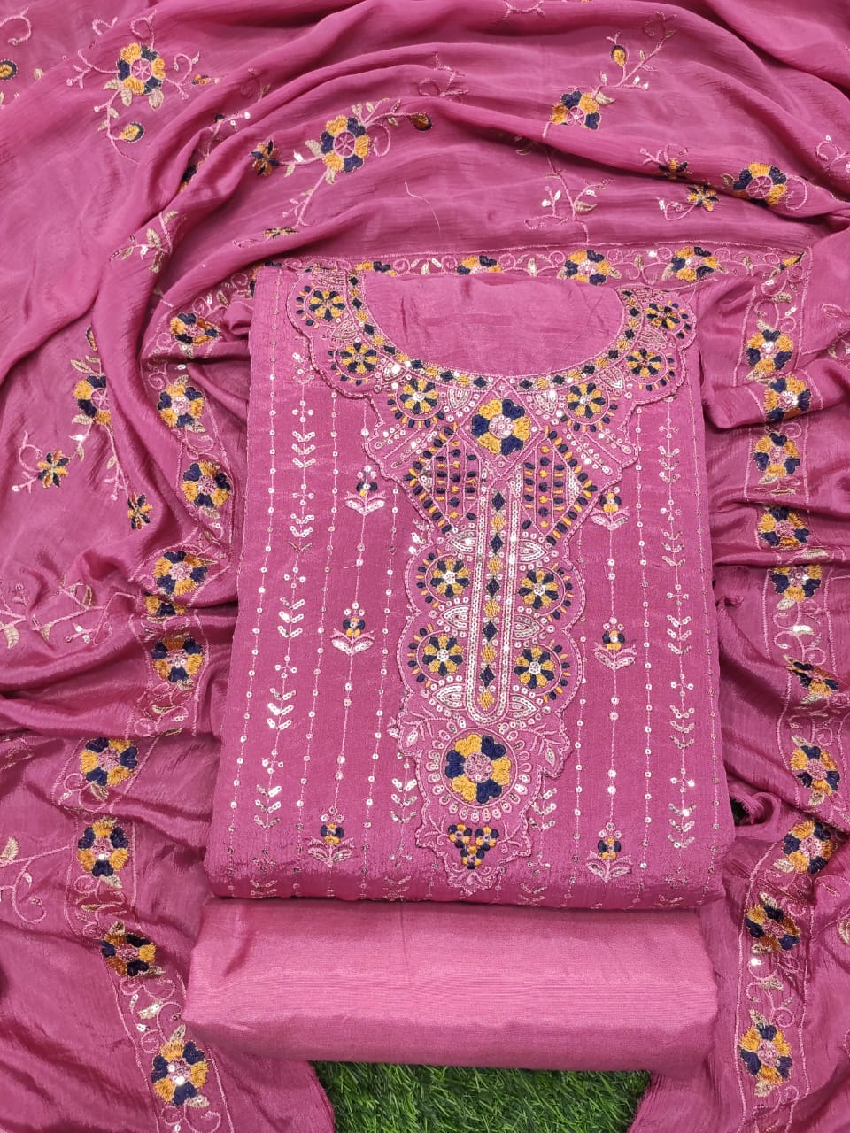 Premium Pakistani Chinon Georgette Unstitched Three Piece