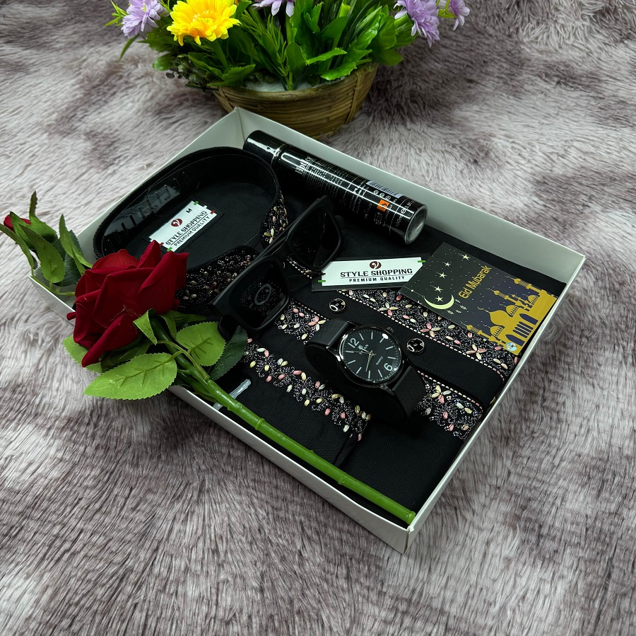 Premium Panjabi Combo Gift Box Set with Watch Perfume Flower